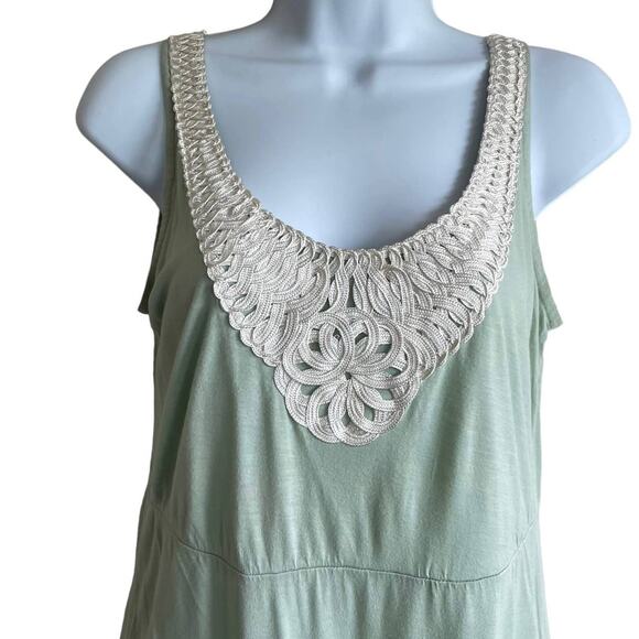 H&M Top Women Small Green Decorative Neckline SleevelessTunic Pullover Side Slit - Picture 6 of 11